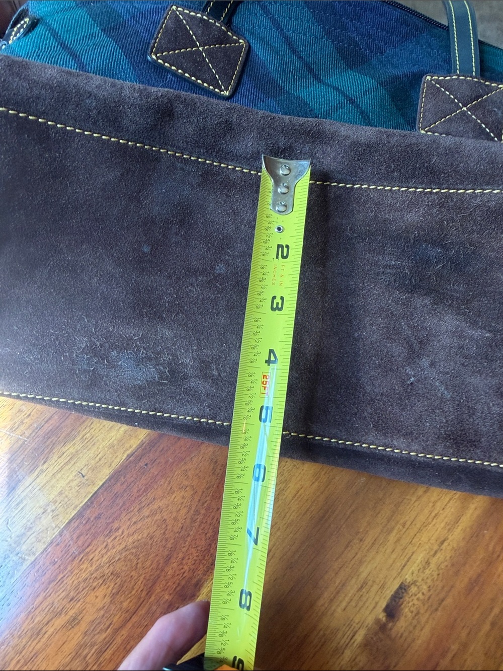 Dooney & Bourke Navy and Green Plaid Satchel - Picture 11 of 13